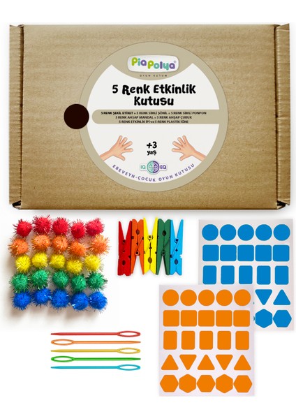 5 Renk Etkinlik Kutusu | Şekil Etiket | Şönil | Ponpon | Mandal | Çubuk | Etkinlik Ipi | Iğne
