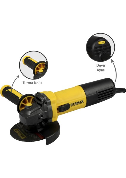 RTM1095 Avuç Taşlama Makinası 125 mm 950 W Devir Ayarlı