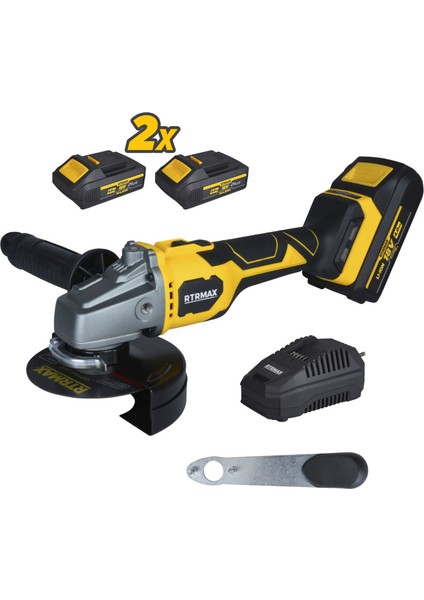 RTX3060 Şarjlı Avuç Taşlama Makinası Kömürsüz 125mm 2x4AhPlus Çift Akü Hızlı Şarj X-Lion - Akü Dahil