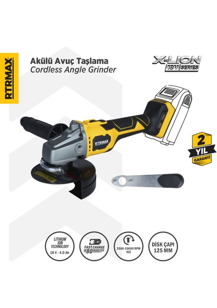 RTX3060B Şarjlı Avuç Taşlama Makinası Kömürsüz 125 mm - Akü Hariç