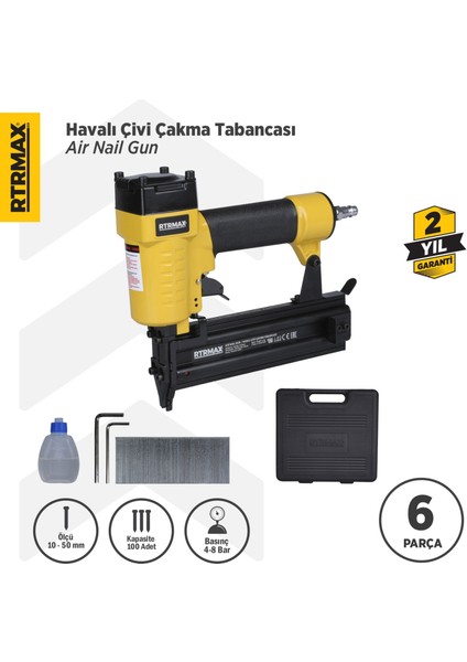 RTM0135 Havalı Çivi Çakma Tabancası 10-50 mm Çantalı
