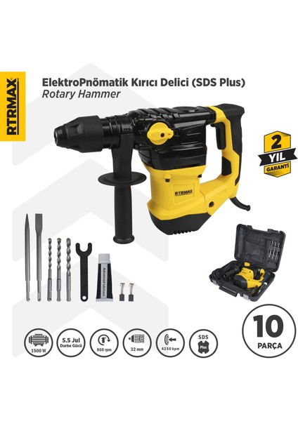RTM2330 Elektropnömatik Sds Plus Kırıcı ve Delici 1500 W 5.5 Jul 32 mm