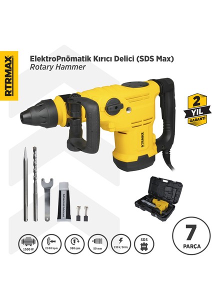 RTM271 Elektropnömatik Sds Max Kırıcı ve Delici 1500 W 25 Jul 50 mm