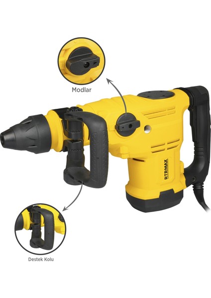 RTM271 Elektropnömatik Sds Max Kırıcı ve Delici 1500 W 25 Jul 50 mm modelleri