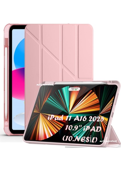 Apple İpad 11 (A16) 2025 10. Nesil 10.9 Kılıf Yumuşak Kalem Bölmeli Akıllı Uyku Modlu A2696 A2757 A3355