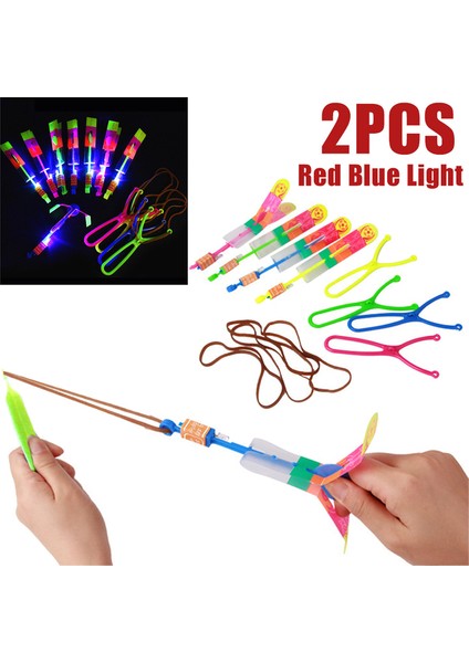 2pcs Yeni 1-3pcs Inanılmaz Işık Oyuncak Ok Roket Helikopteri Uçan Oyuncak LED Işık Oyuncaklar Parti Eğlenceli Hediyeler Lastik Bant Mancınık Aydınlık Oyuncak (Yurt Dışından)