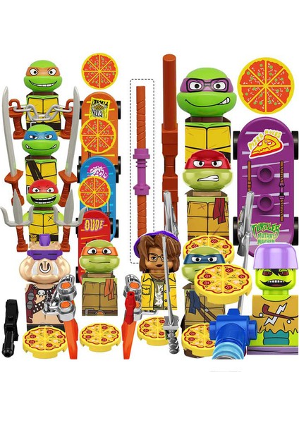 KF1419 KDL817 Tmnt Oyunları Bebek Tuğla Ninja Kaplumbağa Leo Raph Don Bebek Karikatür Mini Figürler Aksiyon Blokları Oyuncak Tuğla Çocuklar KF6196 (Yurt Dışından)