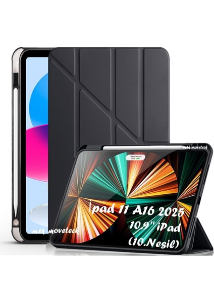 Apple İpad 11 (A16) 2025 10. Nesil 10.9 Kılıf Yumuşak Kalem Bölmeli Akıllı Uyku Modlu A2696 A2757 A3355