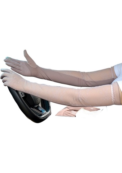 Güneş Kremi Uzun Beş Parmaklı Buz Ipek Dokunmatik Ekran Anti-Ultraviyole Kaymaz Ince Nefes Alabilen Kol Kılıfları (Yurt Dışından)