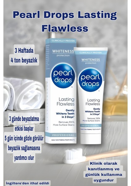 2 Adet - Pearl Drops Lastıng-Sıvı Kalsiyum ile Anti-Age Özellikli, Leke Çıkarıcı,Beyazlatıcı 3 Günde Etkili Diş Macunu 75ml.