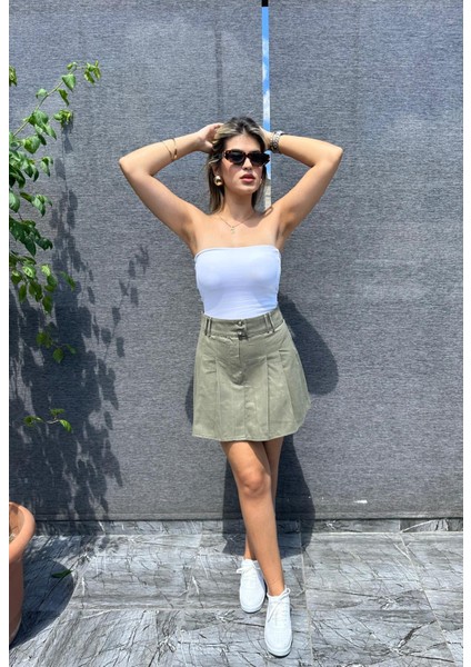 Önden Pileli Kadın Mini Etek KT01869 fiyatları