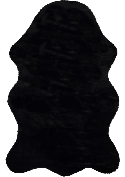 Halı Meloni Siyah Yıkanabilir Tüy Dökmez Pofuduk Dekoratif Post Pelüş Halı