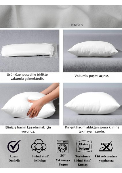 Kare Kırlent Iç Yastık 2 Adet Dolgulu Kırlent Yastığı - Ebat Seçenekli- Vakumlu modelleri