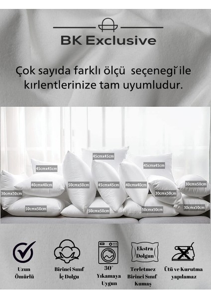 Dikdörtgen Kırlent Iç Yastık -Bel Yastığı- 2 Adet Silikon Dolgulu Kırlent Yastığı - Ebat Seçenekli- fırsatları