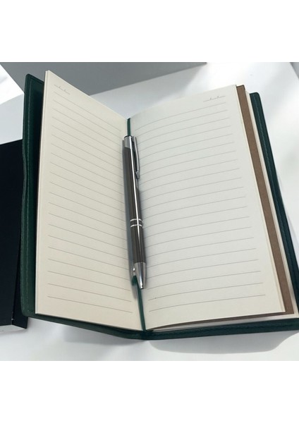 Deri 3 Içli Defter ve Kalem Seti Düz - Çizgili - Kareli Lastik Kilitli