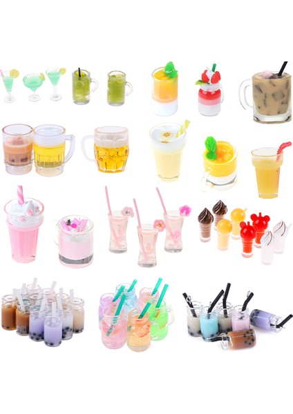 Resim Olarak Mini Milkshake Dondurma Limon Süt Meyve Çayı Su Bardağı Çilek Muz Minyatürleri Dollhouse Aksesuarları Bardaklar Mutfak Oyuncakları (Yurt Dışından) fiyatları
