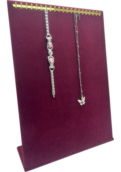 Yerli Üretim Süet Kumaş Lacivert Renk 34/24 cm Tırnaklı Ayaklı Tesbih-Kolye-Zincir Sergileme Standı