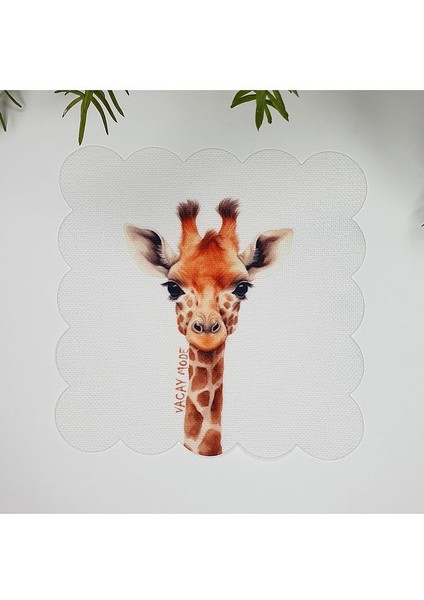 Tatilci Zürafa Tasarımlı Lazer Kesim Kumaş Kokteyl Peçetesi 1 Adet
