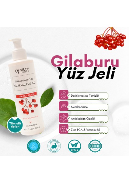 Gilaburu Yağı Özlü Yüz Temizleme Jeli