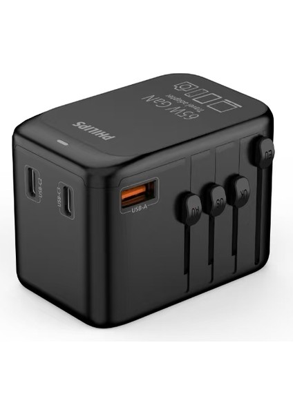 CHP9000BK/62 65W Evrensel Gan Şarj Cihazı 2xusb-C, 1xusb-A Siyah