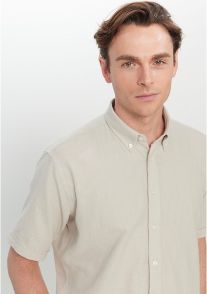 %100 Pamuk Comfort Fit Rahat Kesim Düğmeli Gömlek Yaka Armürlü Gömlek fırsatları