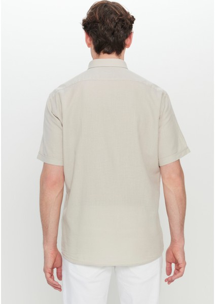 %100 Pamuk Comfort Fit Rahat Kesim Düğmeli Gömlek Yaka Armürlü Gömlek indirimleri