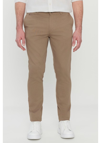 Pamuklu Slim Fit Dar Kesim Armürlü Yan Cepli Esnek Casual Pantolon