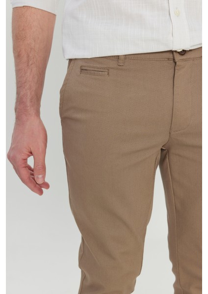 Pamuklu Slim Fit Dar Kesim Armürlü Yan Cepli Esnek Casual Pantolon