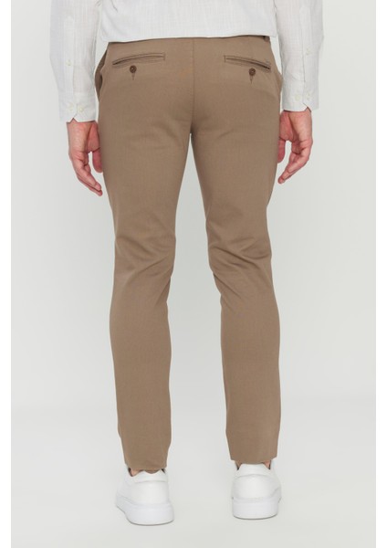 Pamuklu Slim Fit Dar Kesim Armürlü Yan Cepli Esnek Casual Pantolon