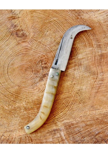 Tapan Ters Aşı ve Budama Bıçağı 24 cm Kara Çelik Boynuz