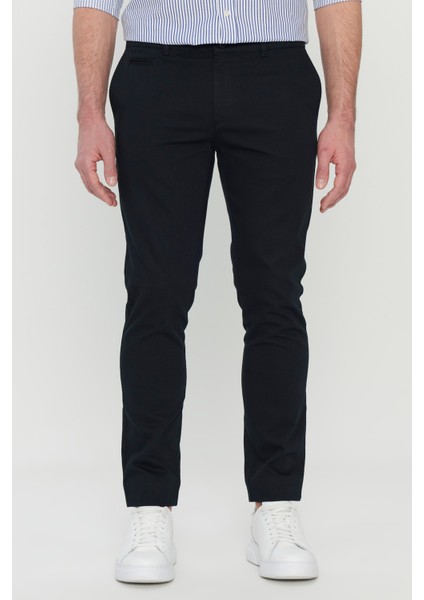 Pamuklu Slim Fit Dar Kesim Armürlü Yan Cepli Esnek Casual Pantolon