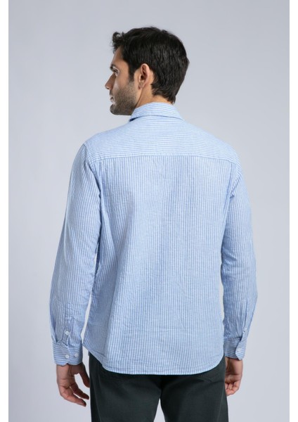 Raul Erkek U.kol Dokuma Gömlek Mavi-Beyaz modelleri