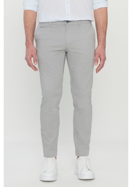 Pamuklu Slim Fit Dar Kesim Armürlü Yan Cepli Esnek Casual Pantolon