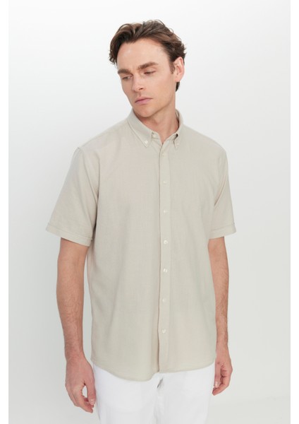 %100 Pamuk Comfort Fit Rahat Kesim Düğmeli Gömlek Yaka Armürlü Gömlek modelleri