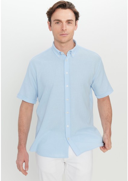 %100 Pamuk Comfort Fit Rahat Kesim Düğmeli Gömlek Yaka Armürlü Gömlek modelleri