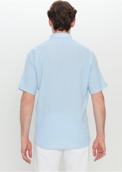 %100 Pamuk Comfort Fit Rahat Kesim Düğmeli Gömlek Yaka Armürlü Gömlek indirimleri