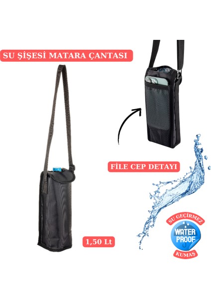 Ns 1,50 Litre Suya Dayanıklı Termal Su Şişesi ve Matara Taşıma Çantası