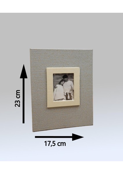 10x15 cm 200'lük Koton Desenli Lüks Fotoğraf Albümü (Vizon)