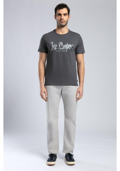 Erkek O Yaka T-Shirt Antrasit