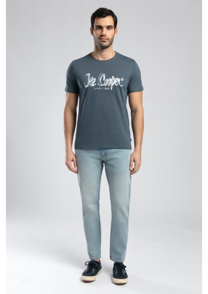 Erkek O Yaka T-Shirt Indigo