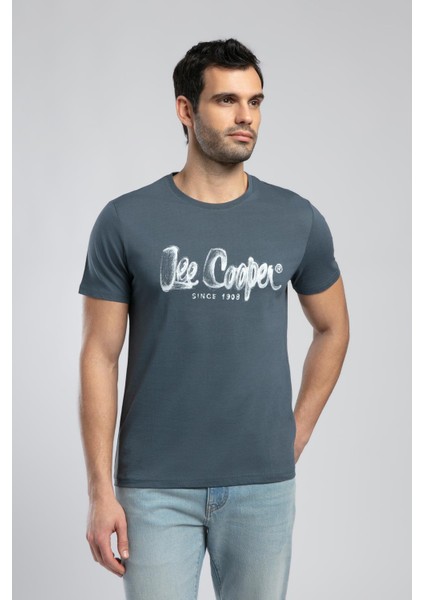 Erkek O Yaka T-Shirt Indigo