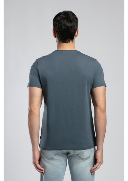 Erkek O Yaka T-Shirt Indigo