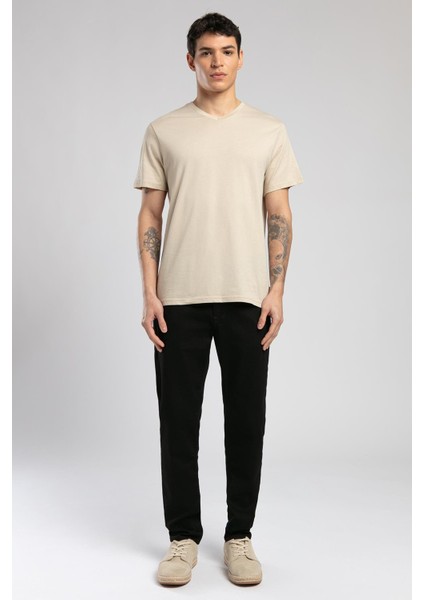 Jonat Erkek V Yaka T-Shirt Bej