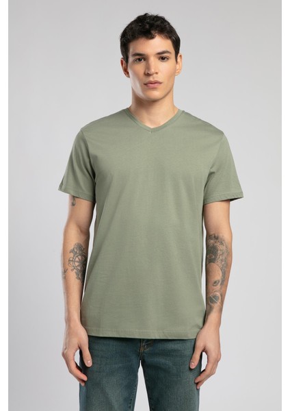 Jonat Erkek V Yaka T-Shirt Haki fiyatları