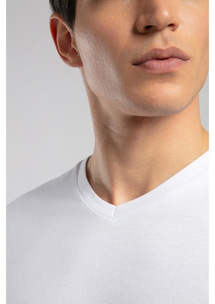 Jonat Erkek V Yaka T-Shirt Beyaz fırsatları