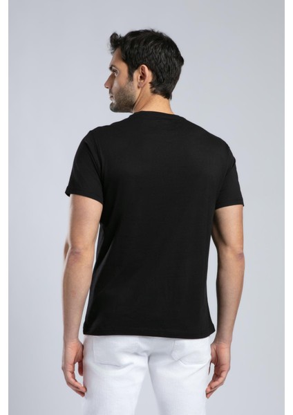 Patrico Erkek O Yaka T-Shirt Siyah modelleri