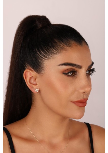 14 Ayar Altın Dörtgen 0,03 ct Doğal İnci Pırlanta Küpe fiyatları