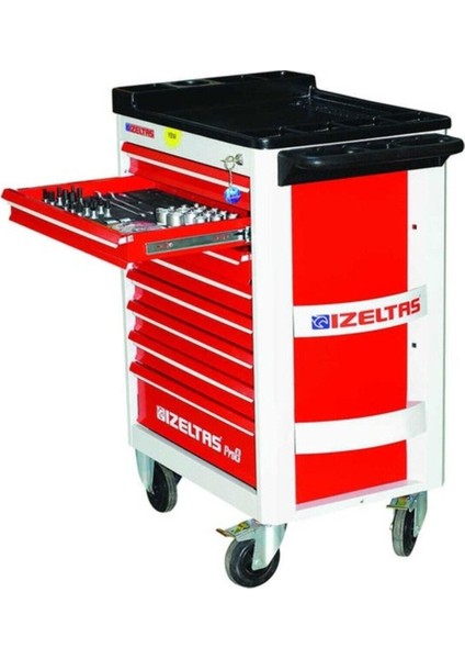 Izeltaş 8 Çekmeceli Garaj Mobil Takım Dolabı Kırmı