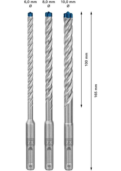 Bosch Ekspert SDS Plus 7X Kırıcı Delici Uç Seti 6/8/10 mm 3 Parça