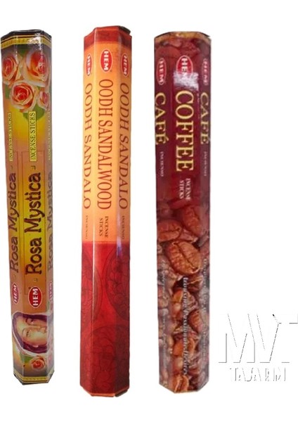 60 Adet Çubuk Tütsü, Egzotik ve Doğal: Oodh Sandalwood, Mistik Gül ve Kahve Tütsü Triosu fiyatları